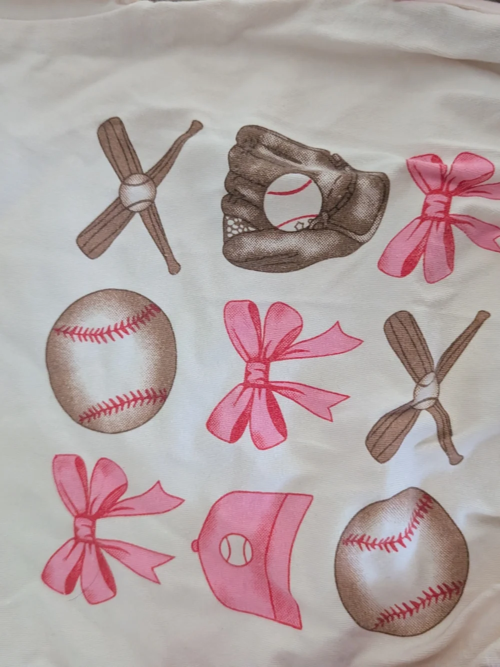💥3/$24 Set Of 2 Baby Girls Pink and Cream Baseball Bow One-Piece Bodysuits